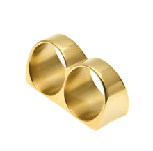 Load image into Gallery viewer, European and American Personalized Two-Finger Stainless Steel Ring Men's Hip-Hop Retro Punk Vacuum Electroplated Gold Ring Wholesale