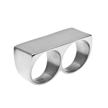 Load image into Gallery viewer, European and American Personalized Two-Finger Stainless Steel Ring Men's Hip-Hop Retro Punk Vacuum Electroplated Gold Ring Wholesale
