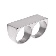 Load image into Gallery viewer, European and American Personalized Two-Finger Stainless Steel Ring Men's Hip-Hop Retro Punk Vacuum Electroplated Gold Ring Wholesale