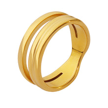 Load image into Gallery viewer, Cross-border Korean and Japanese niche versatile plain ring multi-layer ring female personality index finger ring titanium steel plated 18K gold hand jewelry