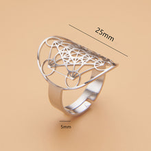Load image into Gallery viewer, Amazon Cross-Border Personalized Trendy Hollow Six-Pointed Star Oval Stainless Steel Ring Opening Adjustable Ring