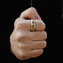 Load image into Gallery viewer, European and American Cross-Border Best-Selling Stainless Steel Rings, Meteorite Inlaid Gold Foil Men's Light Luxury Fashion Personalized Rings Wholesale