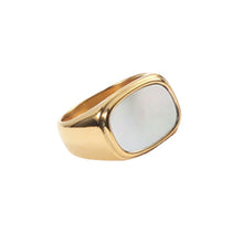 Load image into Gallery viewer, Niche Design Square White Mother-Of-Pearl Ring, Light Luxury Gold-Plated Index Finger Ring, Versatile and High-End Ring for Women