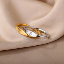Load image into Gallery viewer, Cross-border 26 English Letter Ring Stainless Steel high quality Niche Design Light Luxury Opening Female Ring Food Ring