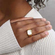 Load image into Gallery viewer, Niche Design Square White Mother-Of-Pearl Ring, Light Luxury Gold-Plated Index Finger Ring, Versatile and High-End Ring for Women