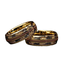 Load image into Gallery viewer, European and American Cross-Border Best-Selling Stainless Steel Rings, Meteorite Inlaid Gold Foil Men's Light Luxury Fashion Personalized Rings Wholesale