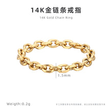 Load image into Gallery viewer, Cross-border French Advanced Chain Ring Soft Chain 14K Gold Titanium Steel Electroplated Women's Niche Simple Fashion Accessories Wholesale