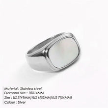 Load image into Gallery viewer, Niche Design Square White Mother-Of-Pearl Ring, Light Luxury Gold-Plated Index Finger Ring, Versatile and High-End Ring for Women
