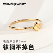 Load image into Gallery viewer, French double three-dimensional butterfly ring titanium steel electroplating 18K gold small fragrance ring female niche accessories wholesale