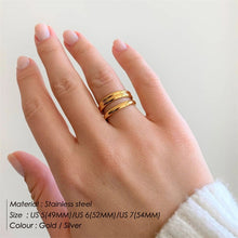 Load image into Gallery viewer, Cross-border Korean and Japanese niche versatile plain ring multi-layer ring female personality index finger ring titanium steel plated 18K gold hand jewelry