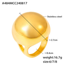 Load image into Gallery viewer, French retro chubby spherical ring personality exaggerated design stainless steel plated 18k real gold ring wholesale
