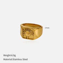 Load image into Gallery viewer, European and American Cross-Border Geometric Irregular Rings Retro Fashion Texture Furnace Vacuum Gold-Plated Ring Index Finger Ring Wholesale