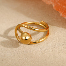 Load image into Gallery viewer, European and American Cross-Border Ins Niche Oval Egg-Shaped Pearl Ring Titanium Steel Ring Design Bow Open Ring