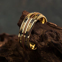 Load image into Gallery viewer, European and American Cross-Border Best-Selling Stainless Steel Rings, Meteorite Inlaid Gold Foil Men's Light Luxury Fashion Personalized Rings Wholesale