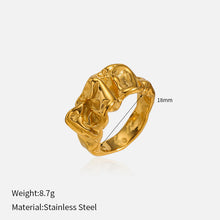 Load image into Gallery viewer, European and American Cross-Border Geometric Irregular Rings Retro Fashion Texture Furnace Vacuum Gold-Plated Ring Index Finger Ring Wholesale