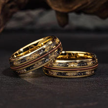 Load image into Gallery viewer, European and American Cross-Border Best-Selling Stainless Steel Rings, Meteorite Inlaid Gold Foil Men's Light Luxury Fashion Personalized Rings Wholesale