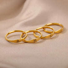Load image into Gallery viewer, Cross-border 26 English Letter Ring Stainless Steel high quality Niche Design Light Luxury Opening Female Ring Food Ring