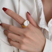 Load image into Gallery viewer, Niche Design Square White Mother-Of-Pearl Ring, Light Luxury Gold-Plated Index Finger Ring, Versatile and High-End Ring for Women