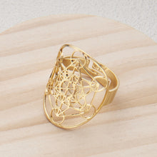 Load image into Gallery viewer, Amazon Cross-Border Personalized Trendy Hollow Six-Pointed Star Oval Stainless Steel Ring Opening Adjustable Ring