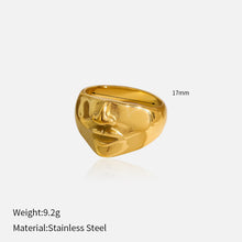 Load image into Gallery viewer, European and American Cross-Border Geometric Irregular Rings Retro Fashion Texture Furnace Vacuum Gold-Plated Ring Index Finger Ring Wholesale