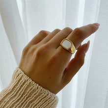 Load image into Gallery viewer, Niche Design Square White Mother-Of-Pearl Ring, Light Luxury Gold-Plated Index Finger Ring, Versatile and High-End Ring for Women