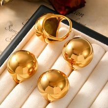Load image into Gallery viewer, French retro chubby spherical ring personality exaggerated design stainless steel plated 18k real gold ring wholesale