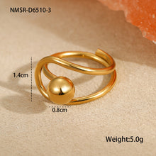 Load image into Gallery viewer, European and American Cross-Border Ins Niche Oval Egg-Shaped Pearl Ring Titanium Steel Ring Design Bow Open Ring