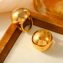 Load image into Gallery viewer, French retro chubby spherical ring personality exaggerated design stainless steel plated 18k real gold ring wholesale