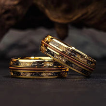 Load image into Gallery viewer, European and American Cross-Border Best-Selling Stainless Steel Rings, Meteorite Inlaid Gold Foil Men's Light Luxury Fashion Personalized Rings Wholesale