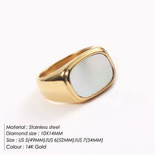 Load image into Gallery viewer, Niche Design Square White Mother-Of-Pearl Ring, Light Luxury Gold-Plated Index Finger Ring, Versatile and High-End Ring for Women