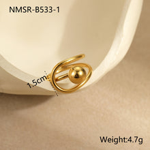 Load image into Gallery viewer, European and American Cross-Border Ins Niche Oval Egg-Shaped Pearl Ring Titanium Steel Ring Design Bow Open Ring