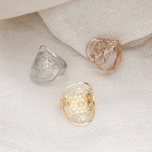 Load image into Gallery viewer, Amazon Cross-Border Personalized Trendy Hollow Six-Pointed Star Oval Stainless Steel Ring Opening Adjustable Ring