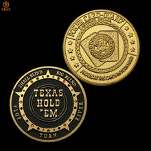 Load image into Gallery viewer, USA Texas Hold'Em Big Small Blind Flop Turn River Gold Plated Poker Card Guard Token Metal Coin Collection