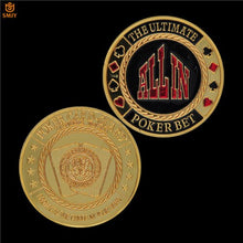 Load image into Gallery viewer, USA Texas Hold'Em Big Small Blind Flop Turn River Gold Plated Poker Card Guard Token Metal Coin Collection