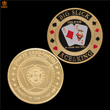 Load image into Gallery viewer, USA Texas Hold'Em Big Small Blind Flop Turn River Gold Plated Poker Card Guard Token Metal Coin Collection