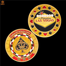 Load image into Gallery viewer, USA Texas Hold'Em Big Small Blind Flop Turn River Gold Plated Poker Card Guard Token Metal Coin Collection