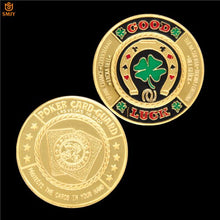 Load image into Gallery viewer, USA Texas Hold'Em Big Small Blind Flop Turn River Gold Plated Poker Card Guard Token Metal Coin Collection
