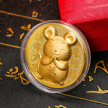 Load image into Gallery viewer, 2020 New Year Rat Commemorative Coin Chinese Zodiac Souvenir Mascot Mouse Coins With Gift Bag