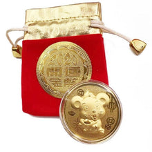 Load image into Gallery viewer, 2020 New Year Rat Commemorative Coin Chinese Zodiac Souvenir Mascot Mouse Coins With Gift Bag