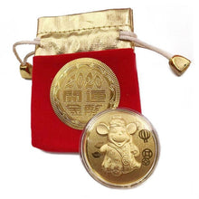 Load image into Gallery viewer, 2020 New Year Rat Commemorative Coin Chinese Zodiac Souvenir Mascot Mouse Coins With Gift Bag