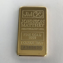 Load image into Gallery viewer, 4 pcs The Non magnetic  Johnson Matthey JM  silver gold plated bullion souvenir coin bar with different laser serial number