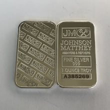 Load image into Gallery viewer, 4 pcs The Non magnetic  Johnson Matthey JM  silver gold plated bullion souvenir coin bar with different laser serial number