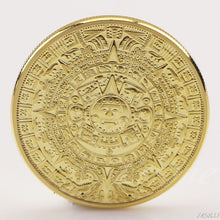 Load image into Gallery viewer, Gold Silver Plated Mayan Aztec Calendar Souvenir Commemorative Coin Collection Gift