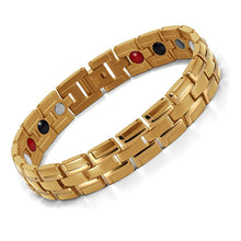 Load image into Gallery viewer, Healing Magnetic Bracelet Men/Woman 316L Stainless Steel 3 Health Care Elements(Magnetic,FIR,Germanium) Gold Bracelet Hand Chain