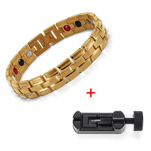 Load image into Gallery viewer, Healing Magnetic Bracelet Men/Woman 316L Stainless Steel 3 Health Care Elements(Magnetic,FIR,Germanium) Gold Bracelet Hand Chain