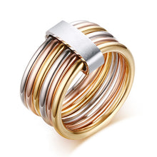 Load image into Gallery viewer, Female Fashion Mix Color Ring Quality Stainless Steel with Gold Rose Gold Silver Plated Party Ring for Women Gold Jewelry