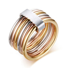 Load image into Gallery viewer, Female Fashion Mix Color Ring Quality Stainless Steel with Gold Rose Gold Silver Plated Party Ring for Women Gold Jewelry