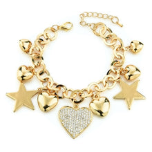 Load image into Gallery viewer, LongWay Heart Beetle Charm Bracelets Bangles For Women Gold Color Bracelet Austrian Crystal Chain Pulseras SBR140221