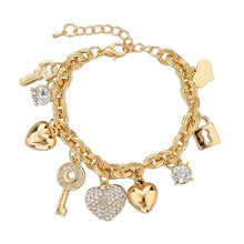 Load image into Gallery viewer, LongWay Heart Beetle Charm Bracelets Bangles For Women Gold Color Bracelet Austrian Crystal Chain Pulseras SBR140221