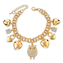 Load image into Gallery viewer, LongWay Heart Beetle Charm Bracelets Bangles For Women Gold Color Bracelet Austrian Crystal Chain Pulseras SBR140221